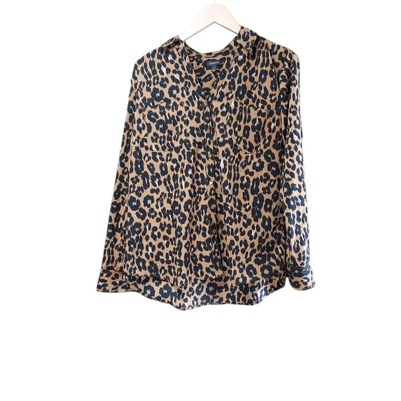 Talbots Cheetah Print Button Down Long Sleeve Womens Top Size Large - Picture 6 of 15